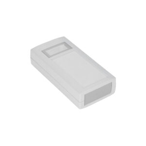 Hand-Held Veronex Case 120 x 60 x 30mm with Membrane recess, LCD window, and battery access in Grey Part No. 75-227909