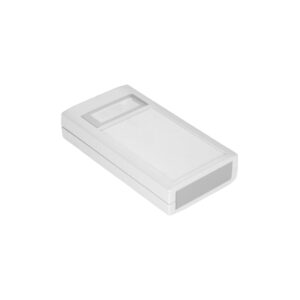 Hand-Held Veronex Case 150 x 80 x 30mm with Membrane recess, LCD window, and battery access in Grey Part No. 75-227910